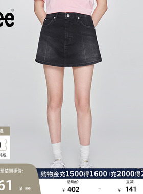 Lee日常经典五袋款设计黑灰色女士牛仔裙裤休闲潮流LWB009914201