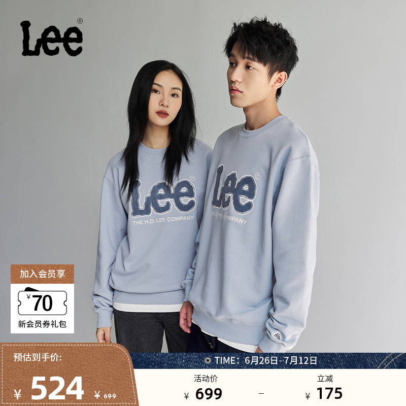 Lee大Logo男女同款长袖卫衣