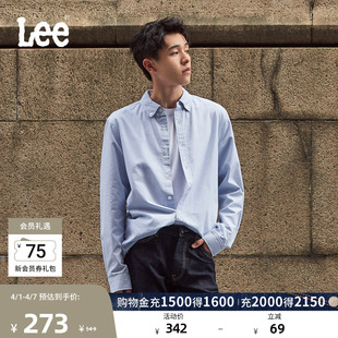 Lee标准版 长袖 衬衫 休闲潮流LMT009028T12 日常简约翻领小Logo男士