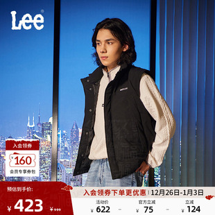 Lee舒适版 立领Logo织标黑色男保暖羽绒背心休闲潮流LMT009011206