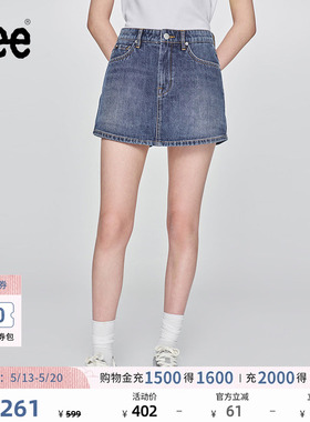 Lee日常经典五袋款设计中蓝色女士牛仔裙裤休闲潮流LWB009914101