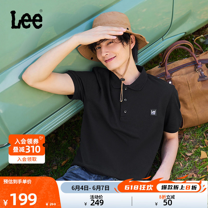 Lee24春夏新品标准版型logo男款翻领短袖polo衫休闲LMT008159205