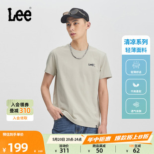 Lee24春夏新品 T恤LMT008142202 标准字母印花索罗娜凉感男圆领短袖