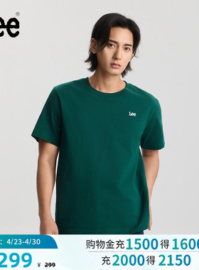 Lee商场同款26春夏新品舒适版圆领小刺绣Logo设计轻薄男短袖T恤潮