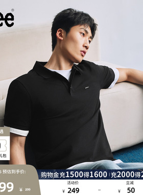 Lee26春夏新品索罗娜翻领小Logo徽标男士复古撞色防晒短袖polo衫