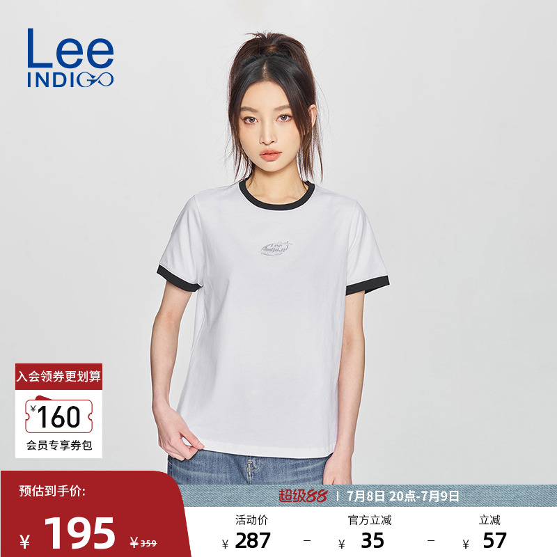 Lee金属感Logo印花女短袖T恤