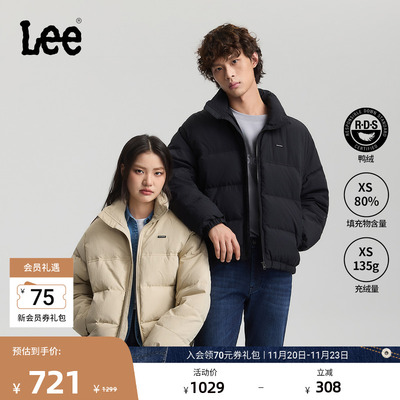 Lee25秋冬新品舒适版立领小Logo徽标男女同款面包羽绒服休闲潮