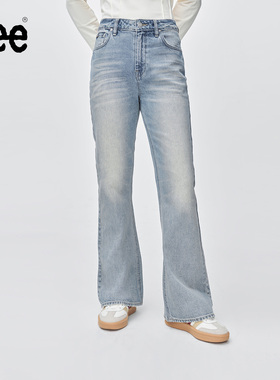 【张凌赫代言】Lee427标准高腰喇叭五袋款浅蓝女牛仔裤潮流A08861