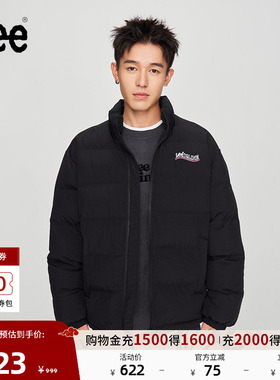 Lee舒适版刺绣Logo黑色男夹棉面包服外套休闲潮流LMT0090807KH