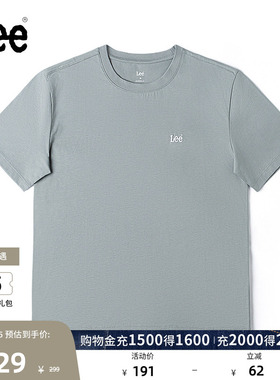 Lee商场同款舒适版男友风圆领刺绣Logo灰色女短袖T恤LWT0099604LE