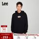 crew人物图案黑色男长袖 Lee舒适版 镭射双面X 连帽卫衣休闲潮流