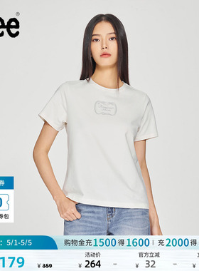 Lee商场同款标准版圆领蛇纹印花Logo女短袖T恤休闲潮LWT010188K99