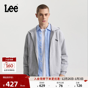 连帽拉链小刺绣Logo男卫衣外套休闲 舒适版 Lee商场同款 25秋冬新品