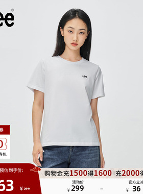Lee商场同款标准版小logo绣花白色休闲女短袖T恤休闲LWT0067073RT