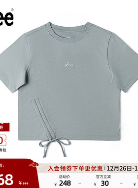 Lee商场同款25新品舒适版圆领刺绣Logo灰色女短袖T恤LWT0099634LE