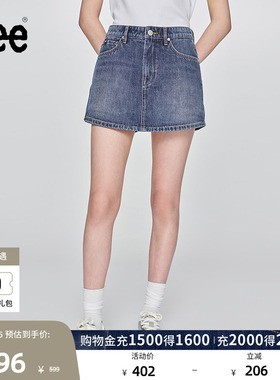 Lee日常经典五袋款设计中蓝色女士牛仔裙裤休闲潮流LWB009914101