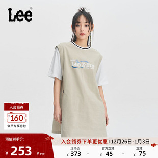 Lee舒适牡蛎白女假两件篮球式 连衣裙休闲LWT0082474DR 印花短袖