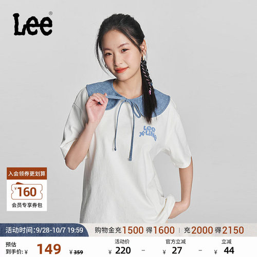 Lee舒适版圆领Logo字母印花图案日常女士短袖T恤休闲潮流LWT008