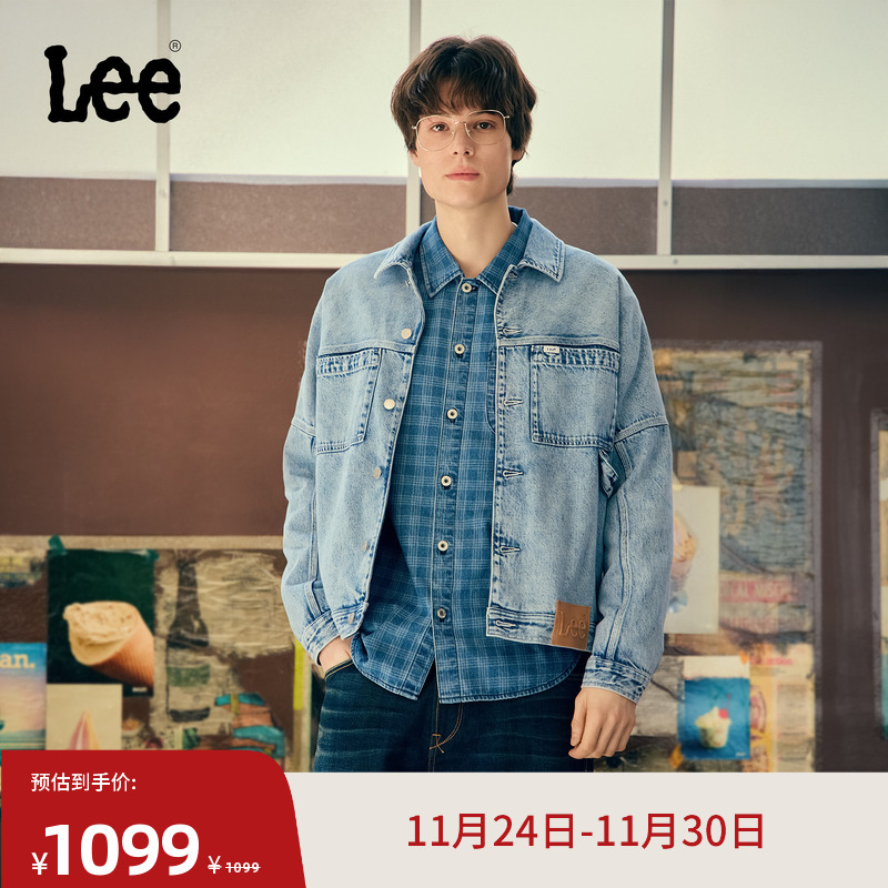 舒适版翻领牛仔夹克外套 胸前工装口袋设计