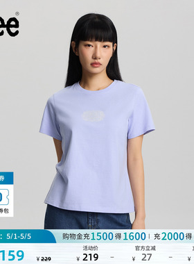 Lee26春夏新品圆领蕾丝图案印花女士短袖T恤休闲潮流LWT0121954LE