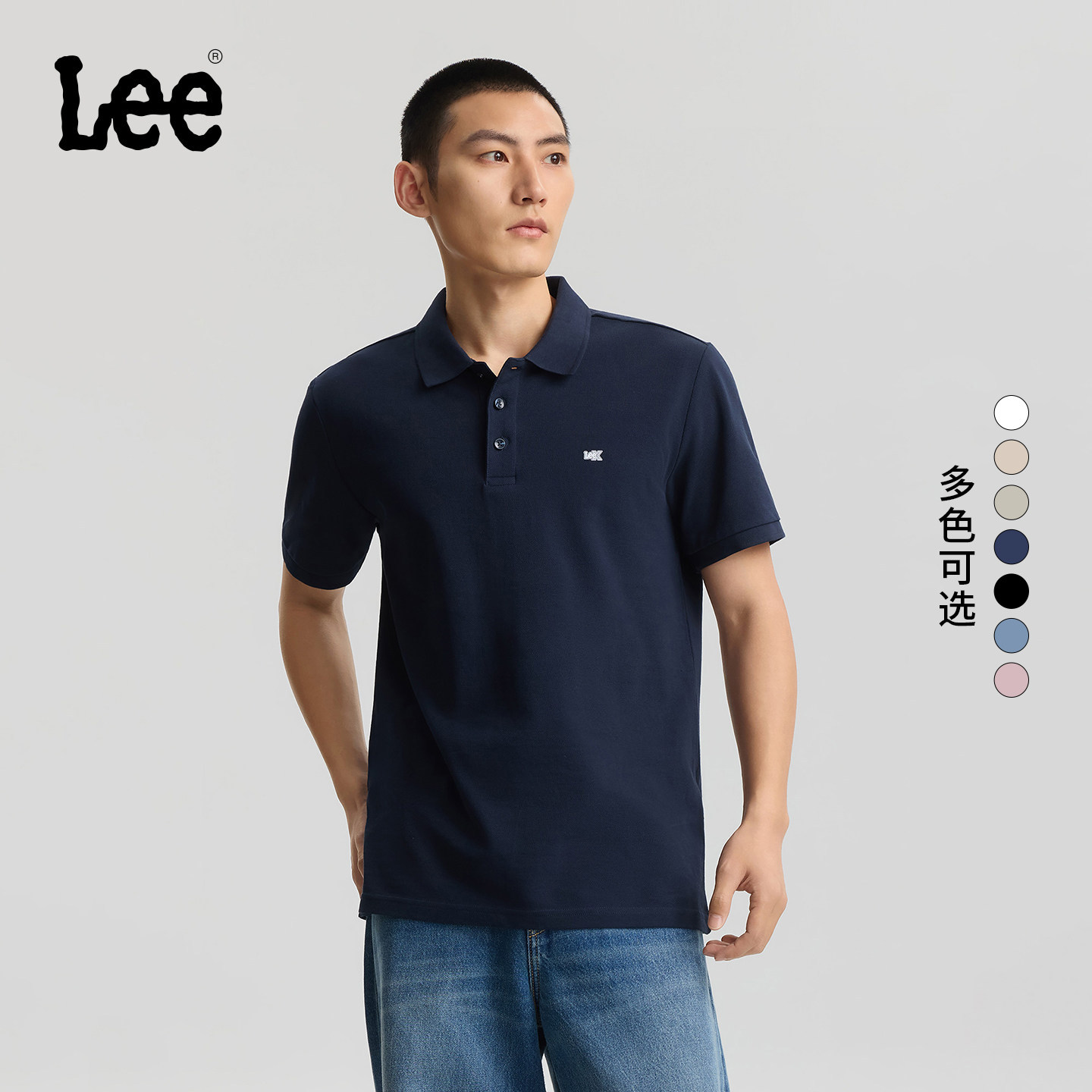 Lee经典翻领小Logo徽标男复古撞色短袖polo衫休闲潮LMT012293211