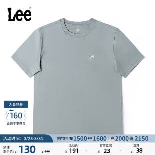 T恤LWT0099604LE 男友风圆领刺绣Logo灰色女短袖 Lee商场同款 舒适版