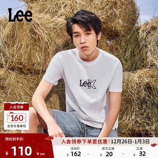 T恤休闲潮流LMT0098104LE 圆领闪粉Logo印花男短袖 Lee25新品 标准版