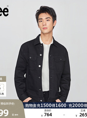 Lee舒适版翻领小Logo织标黑色男牛仔夹克外套休闲潮LMT010800201