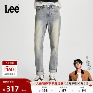 潮流 Lee411舒适高腰小直脚怀旧复古中浅蓝女牛仔裤 张凌赫代言