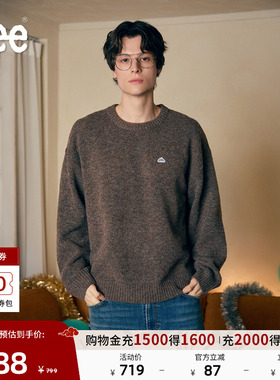 Lee软fufu商场款25冬新宽松版圆领小Logo徽标男毛衣LMT011195101