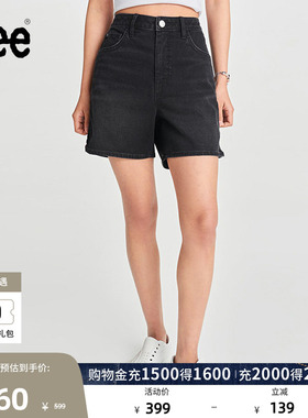 Lee舒适可调节侧拉链黑色女牛仔短裤LWB008254201-458