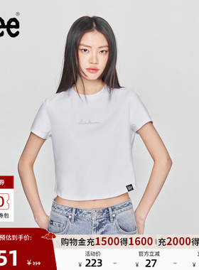 Lee25新品修身版圆领铆钉Logo印花短款女短袖T恤休闲LWT009878K99
