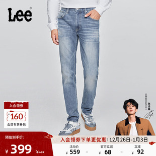 中蓝色男牛仔裤 Lee25冬新舒适中腰锥形五袋款 潮流 张凌赫代言