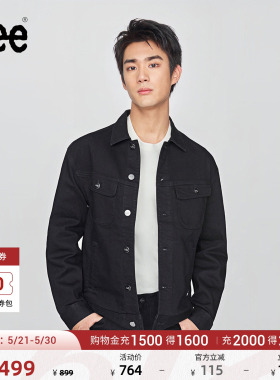 Lee舒适版翻领小Logo织标黑色男牛仔夹克外套休闲潮LMT010800201