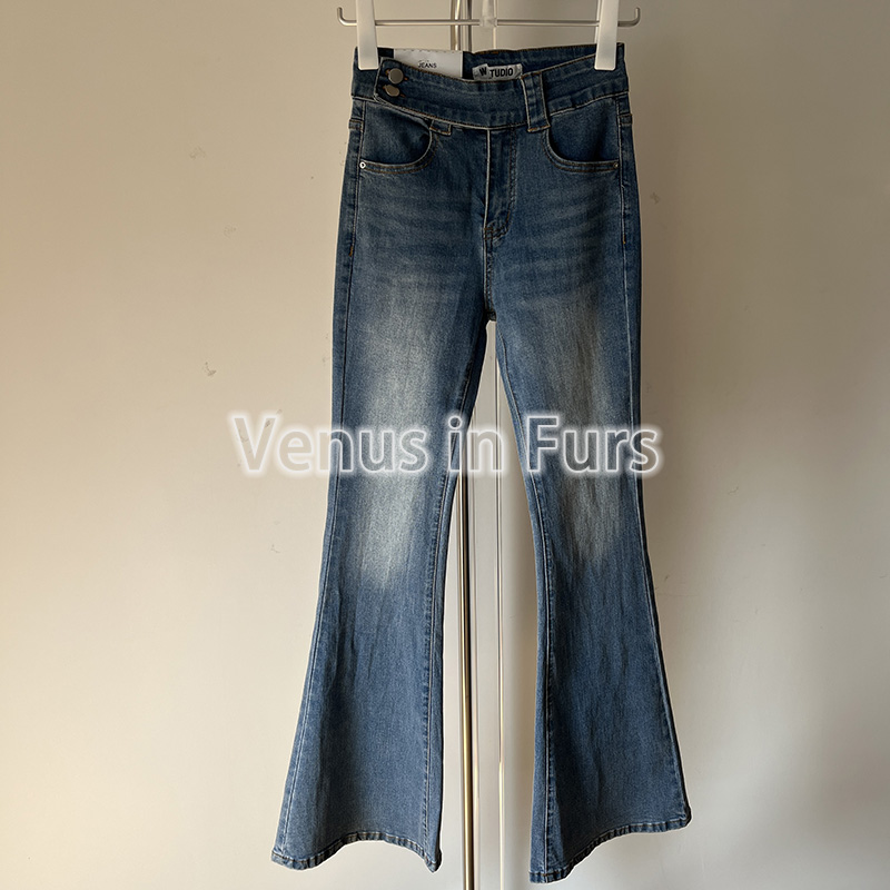 复古提臀高腰舒适弹力微喇牛仔裤