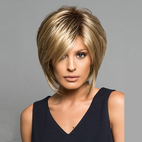 Short Straight wig Ombre Synthetic Hair  欧美挑色短直发假发