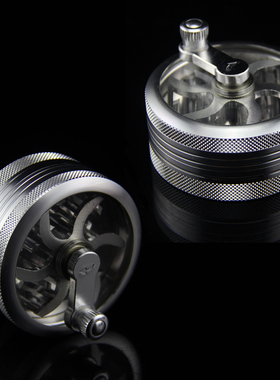 包邮加厚手摇两层磨烟器碎烟器Grinder带推 手卷烟斗装备62mm直径
