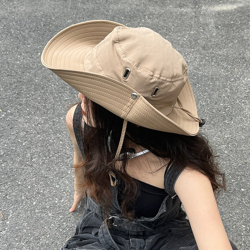 日系抽绳渔夫帽夏季户外西部牛仔
