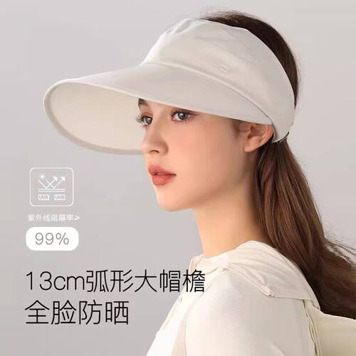 加大帽檐防晒帽子女款夏季空顶凉帽防紫外线遮阳帽户外骑车太阳帽