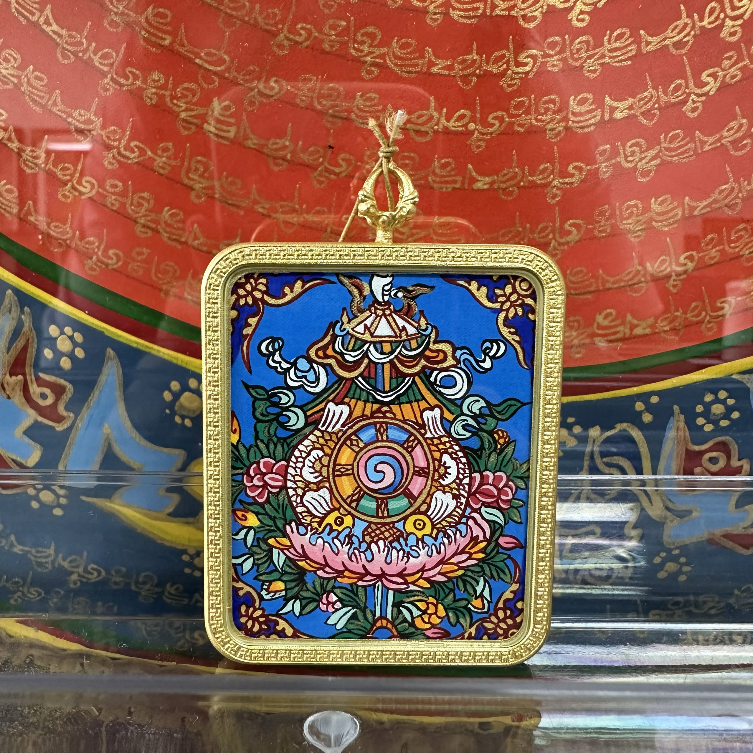 热贡尼泊尔西藏纯手绘唐卡吉祥八宝挂坠吊饰