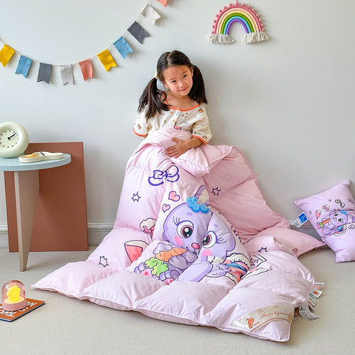 韩国ins儿童羽绒被A类120支锦缎全棉婴幼儿羽绒春秋被1.5鹅绒冬被