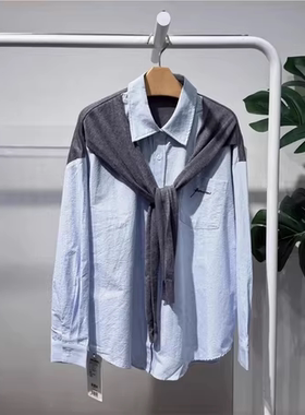 26春季新款韩版女装条纹针织披肩衬衫宽松显瘦休闲衬衣4H2220541X