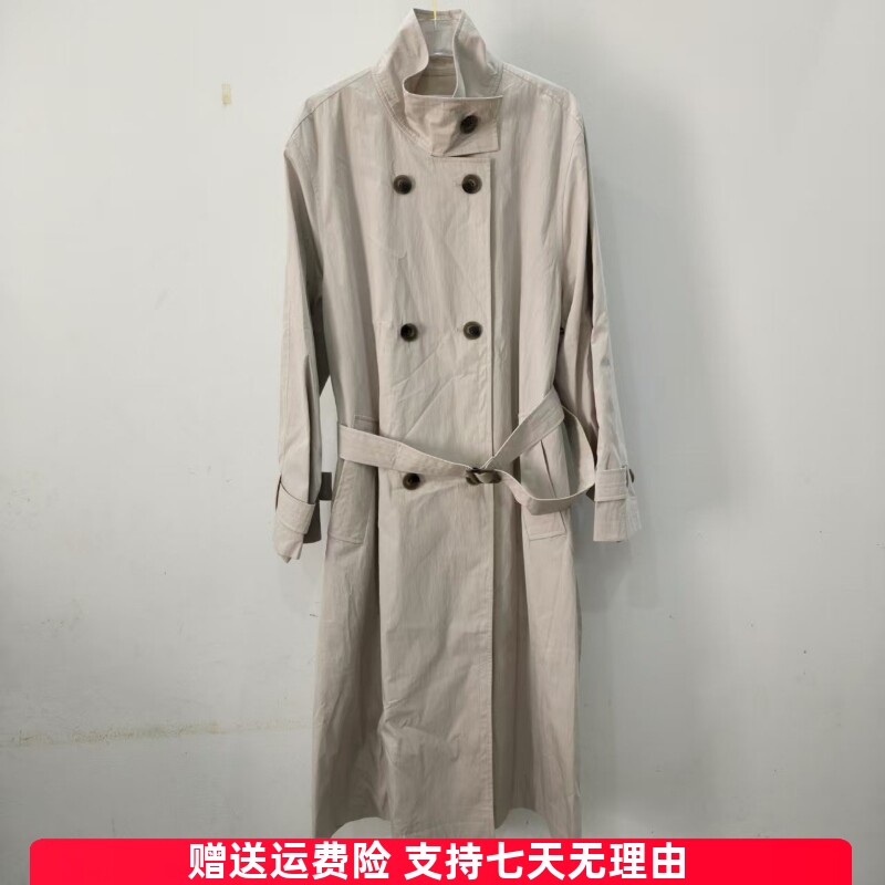 飘伊芙丽影2025秋季立领双排扣经典轻薄风衣中长款外套1G8260281