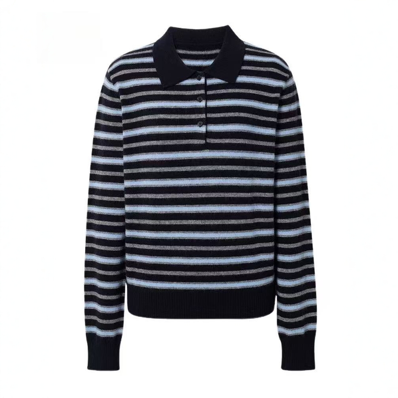 羊毛羊绒套头polo领针织衫毛衣女