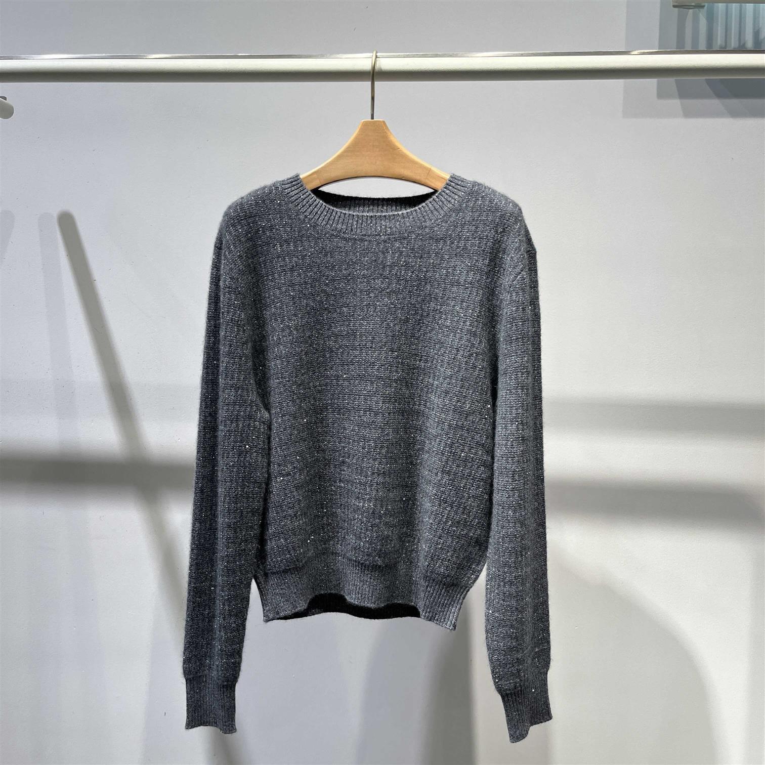 圆领休闲长袖针织衫毛衣上衣女