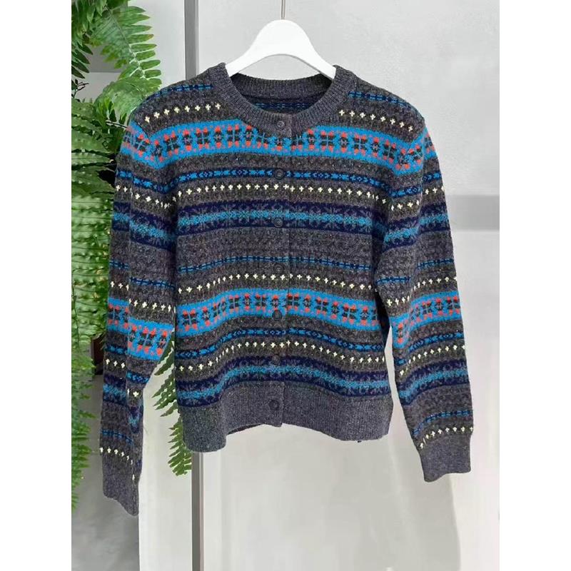 复古条纹针织开衫女毛衣百搭上衣