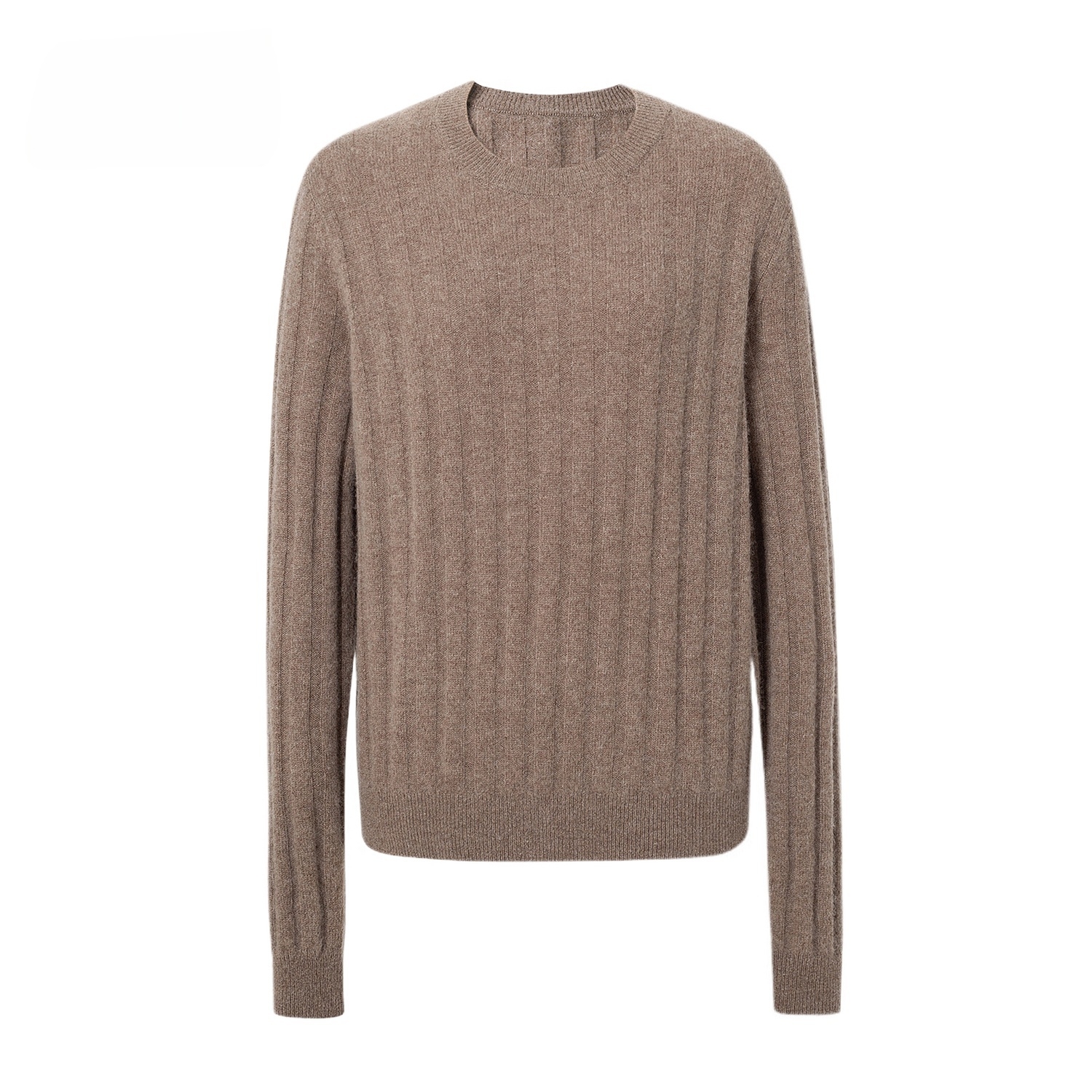 新款100绵羊毛咖色针织衫毛衣女