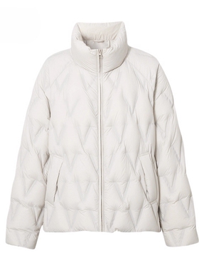 MM麦麦2025冬季新款浅灰色休闲立领直筒保暖羽绒服外套5GA180951Q