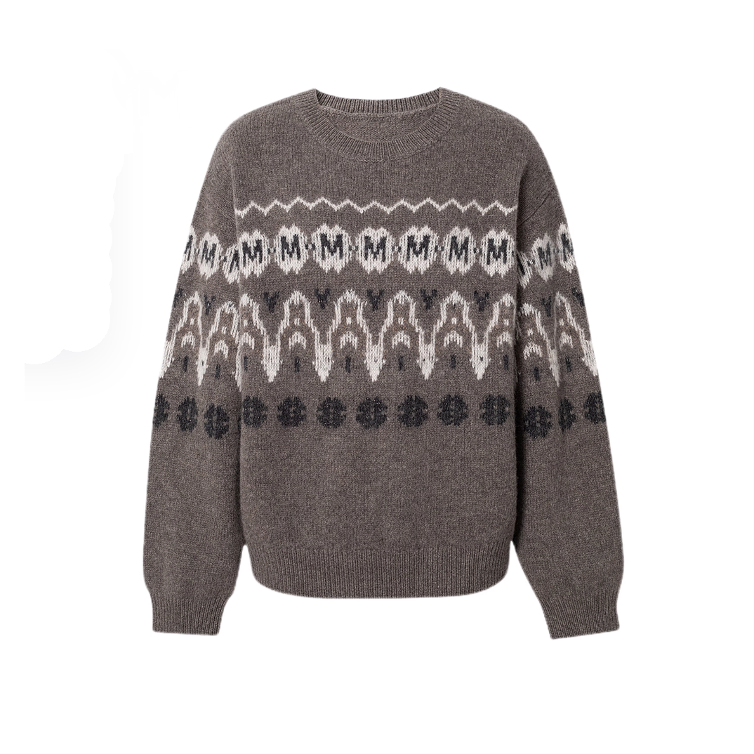 复古费尔岛针织衫套头毛衣上衣女