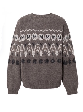 MM麦麦2025冬季新款复古费尔岛针织衫宽松套头毛衣上衣5GA235001